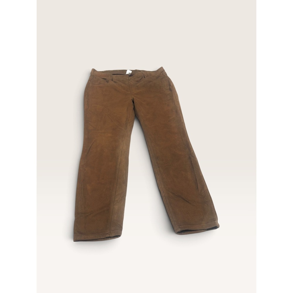 Time and Tru Women XL 16-18 Brown Faux Suede Pants Stretch Straight TT331000786